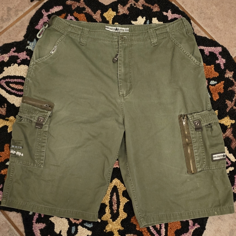 🔥🔥 Y2K PacoJeans Green Cargo Shorts for Men🔥🔥 SIZE 38